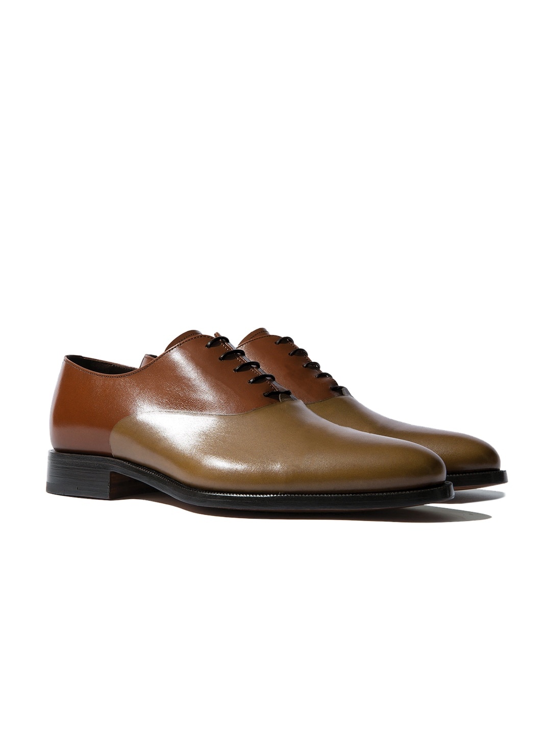 

Rapawalk Tan & Beige Handcrafted Standard Width Leather Oxfords