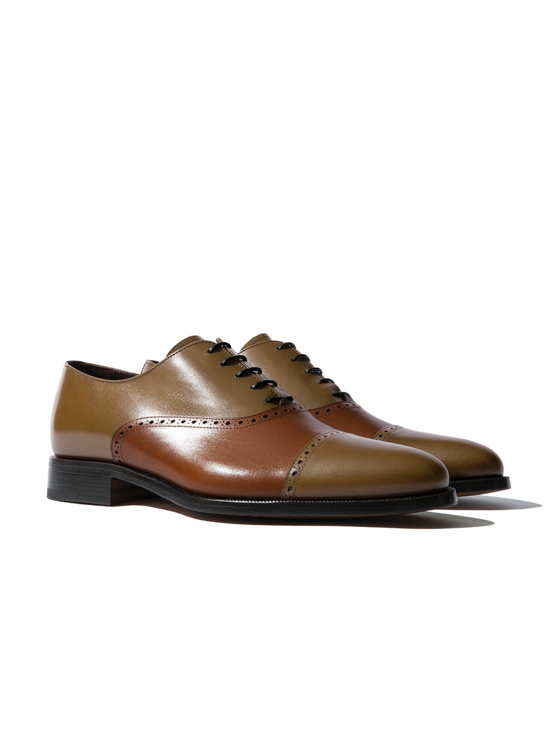 

Rapawalk Beige & Tan Handcrafted Standard Width Leather Oxfords