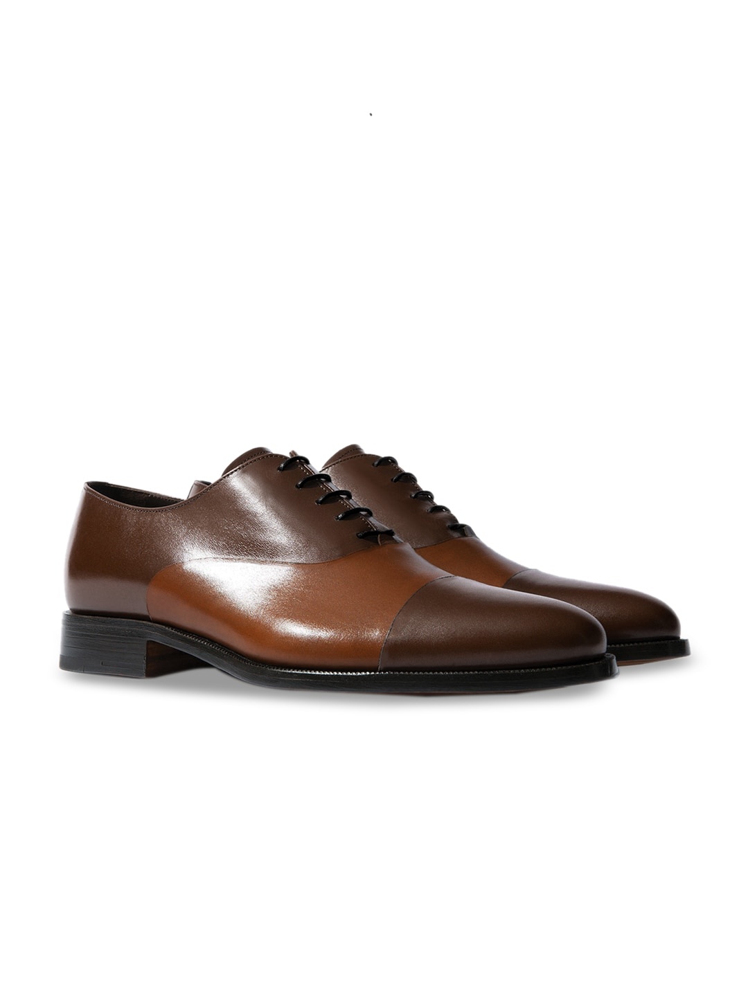 

Rapawalk Coffee Brown & Tan Handcrafted Standard Width Leather Oxfords