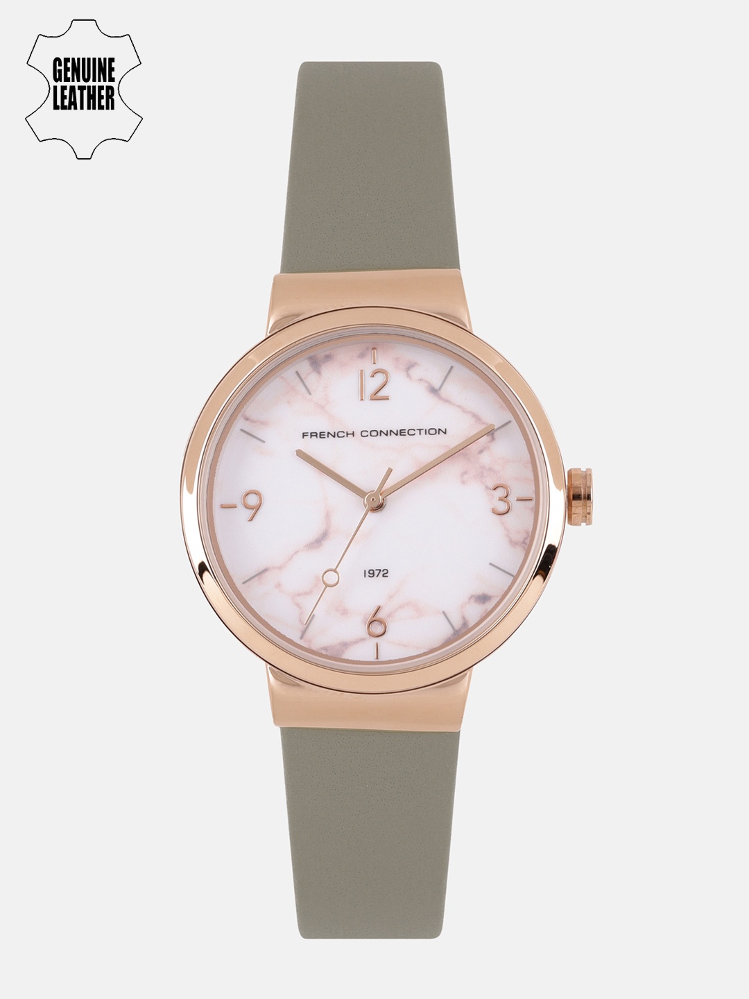 

French Connection Women Off-White Genuine Leather Analogue Watch FC1291E