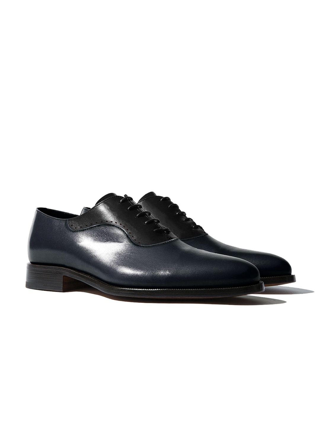 

Rapawalk Blue & Black Handcrafted Standard Width Leather Oxfords