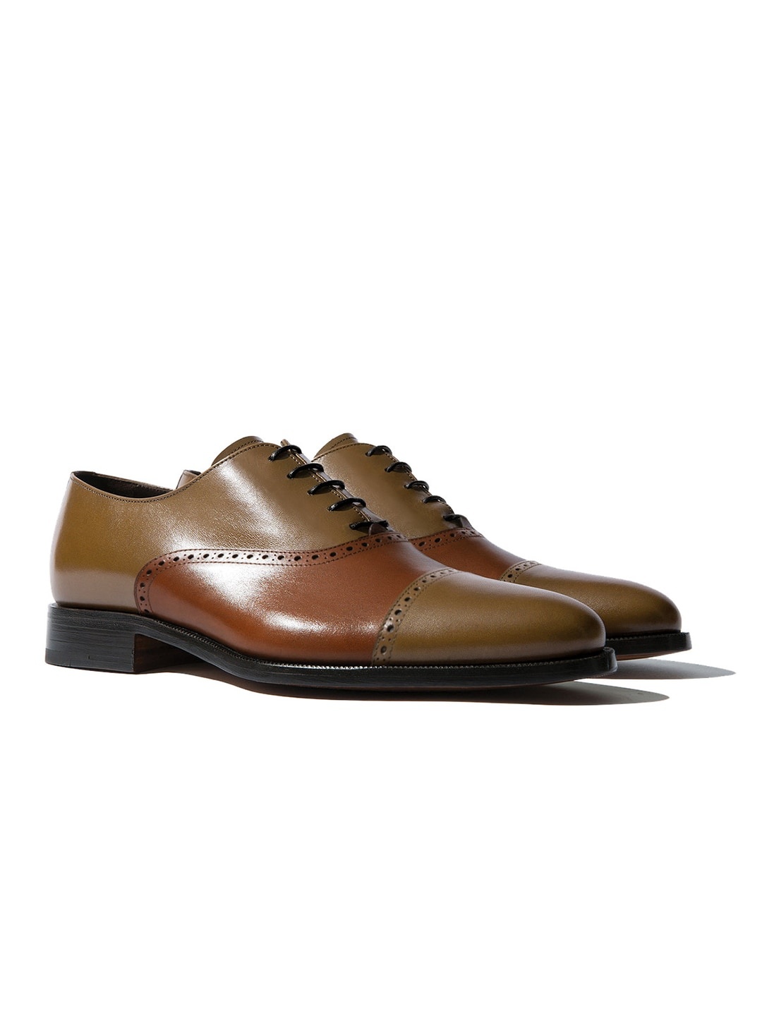 

Rapawalk Beige & Tan Handcrafted Standard Width Leather Oxfords, Brown