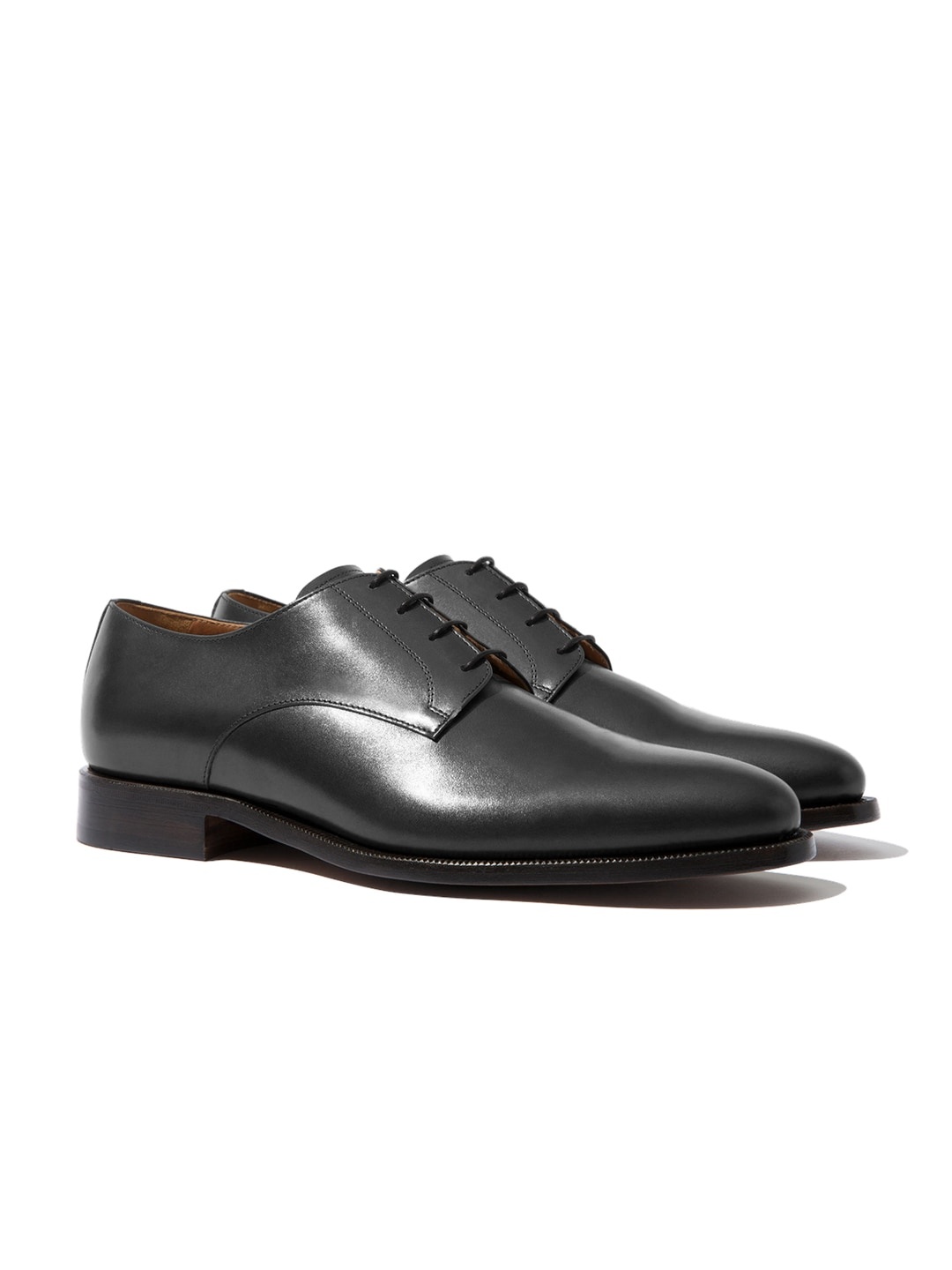 

Rapawalk Grey Handcrafted Standard Width Leather Derbys, Black