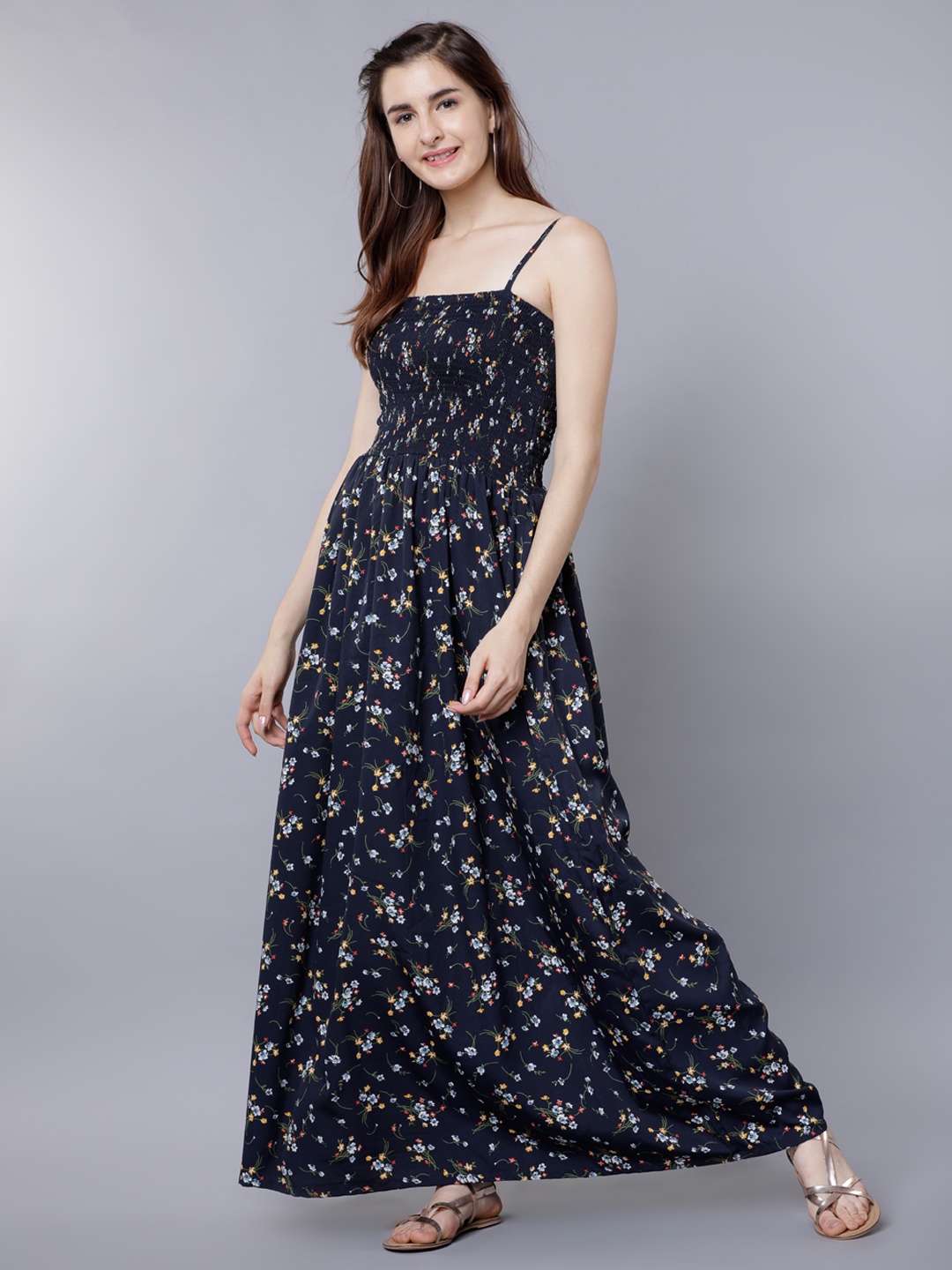 

Tokyo Talkies Women Navy Blue Printed Maxi Dress