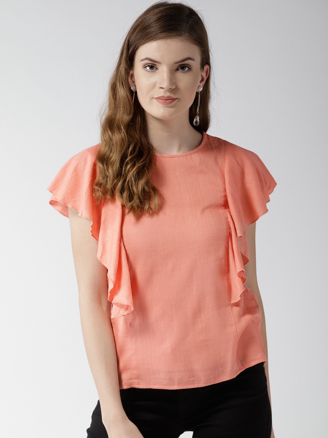 

Style Quotient Women Peach-Coloured Solid Top