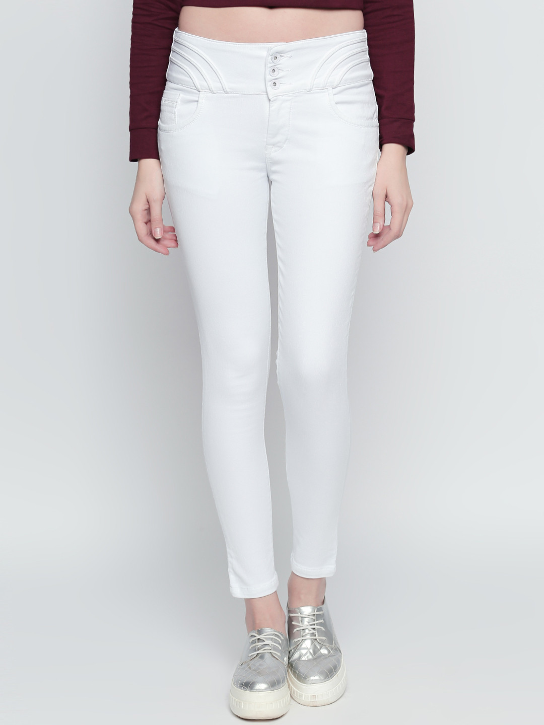 

High Star Women White Slim Fit High-Rise Clean Look Stretchable Jeans
