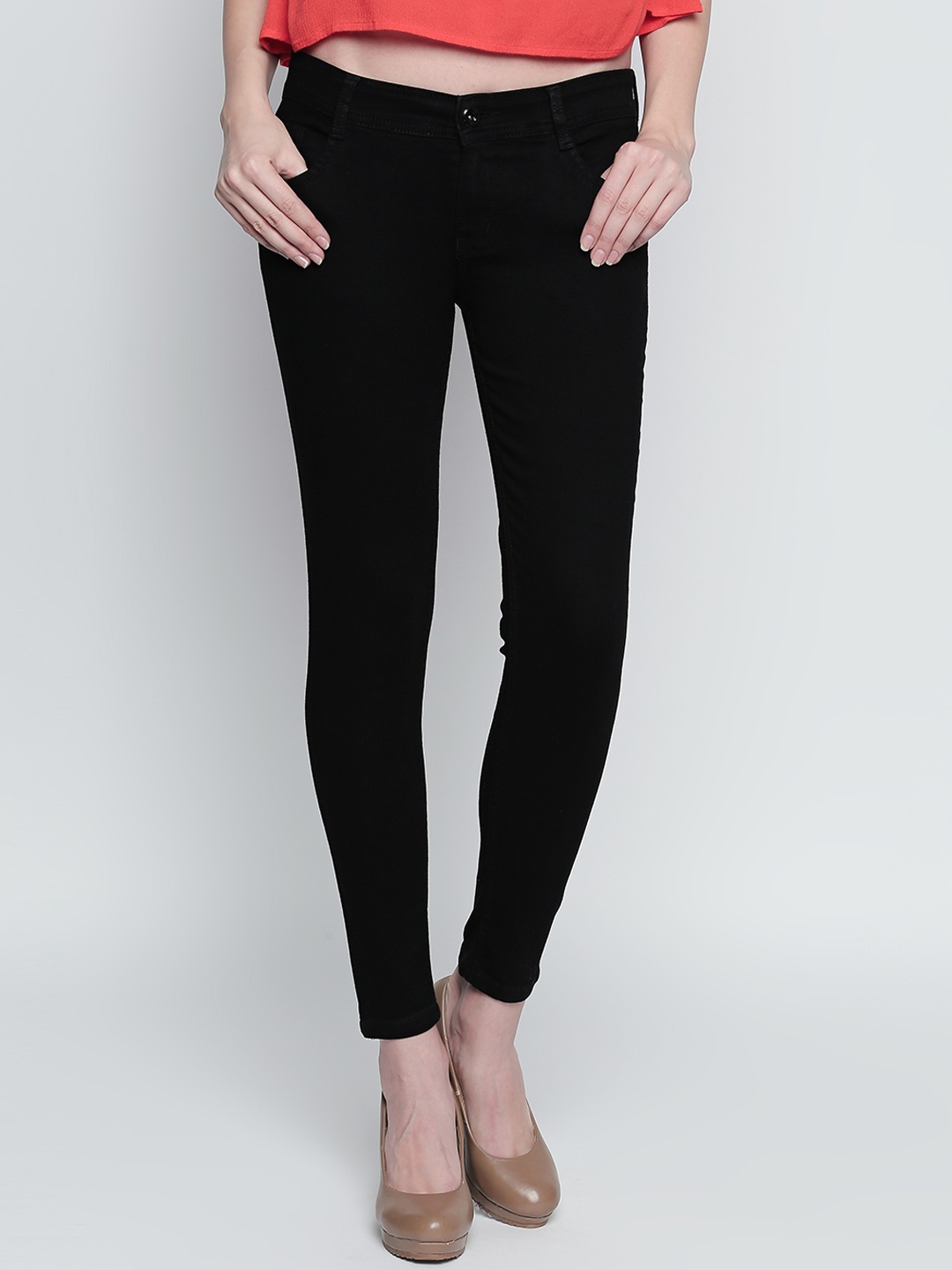 

High Star Women Plus Size Black Slim Fit Mid-Rise Clean Look Stretchable Jeans