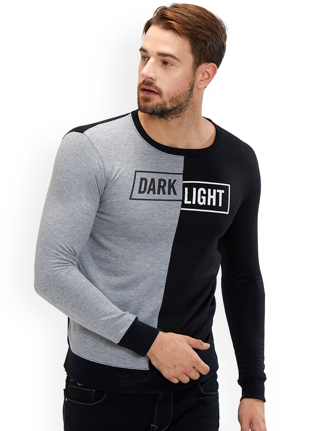 

Maniac Men Black & Grey Colourblocked Sweatshirt