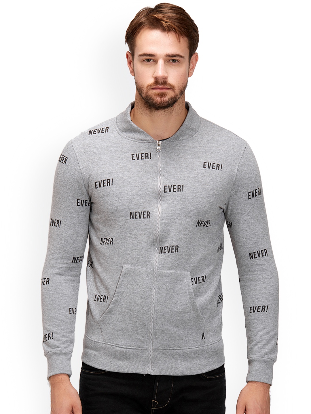 

Maniac Men Grey Printed Bomber