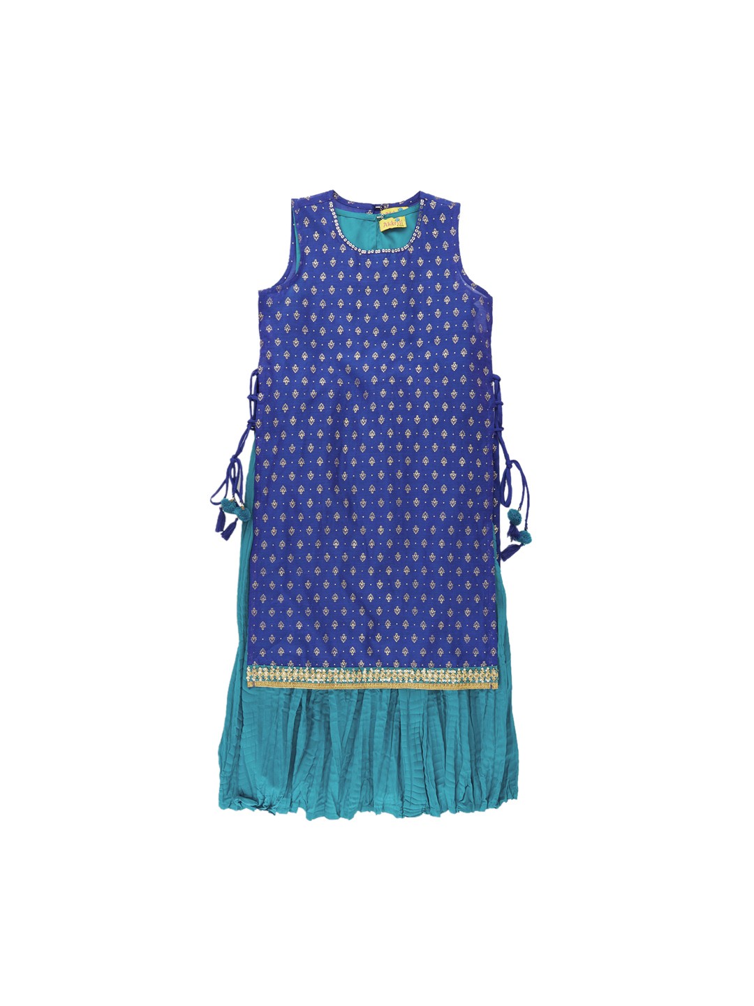 

AKKRITI BY PANTALOONS Girls Blue Printed Layered Kurta