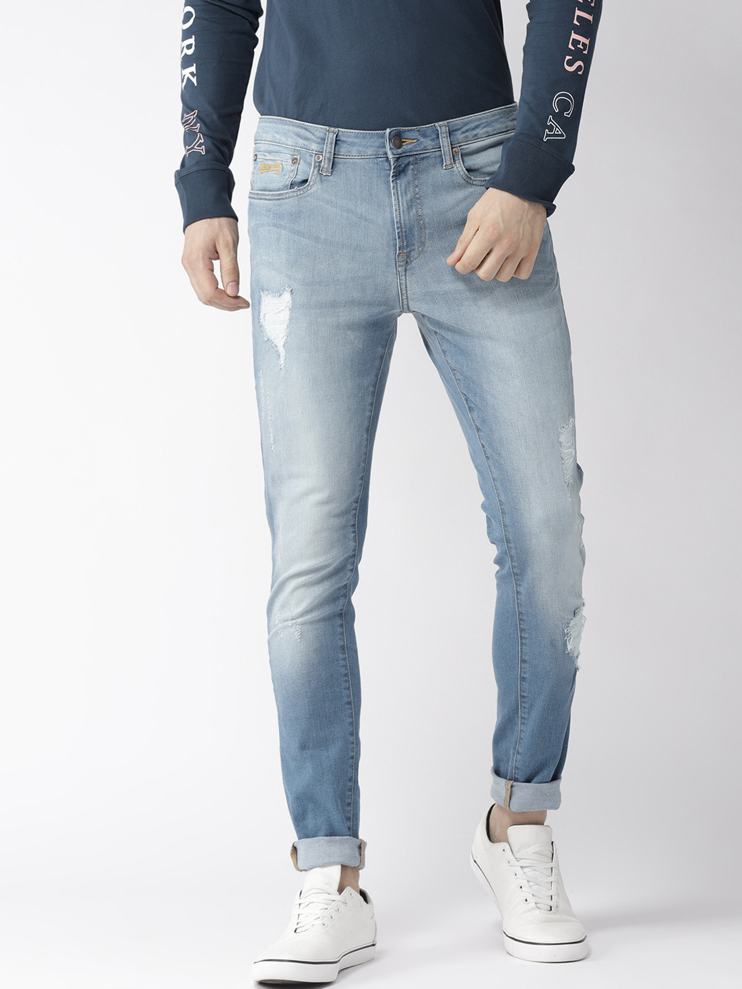 

Aeropostale Men Blue Super Skinny Fit Stretchable Mid-Rise Mildly Distressed Jeans