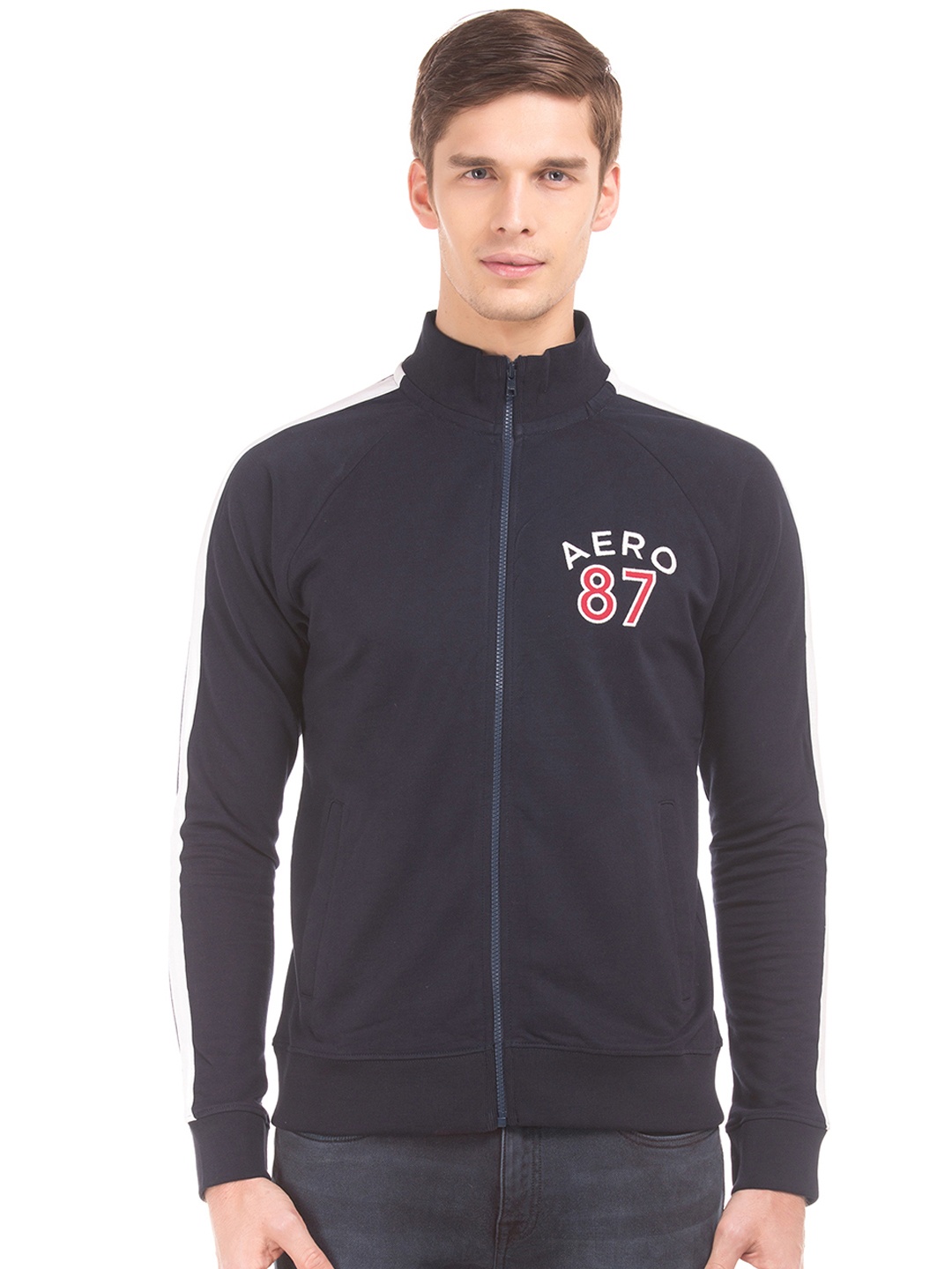 

Aeropostale Men Navy Blue Solid Sweatshirt