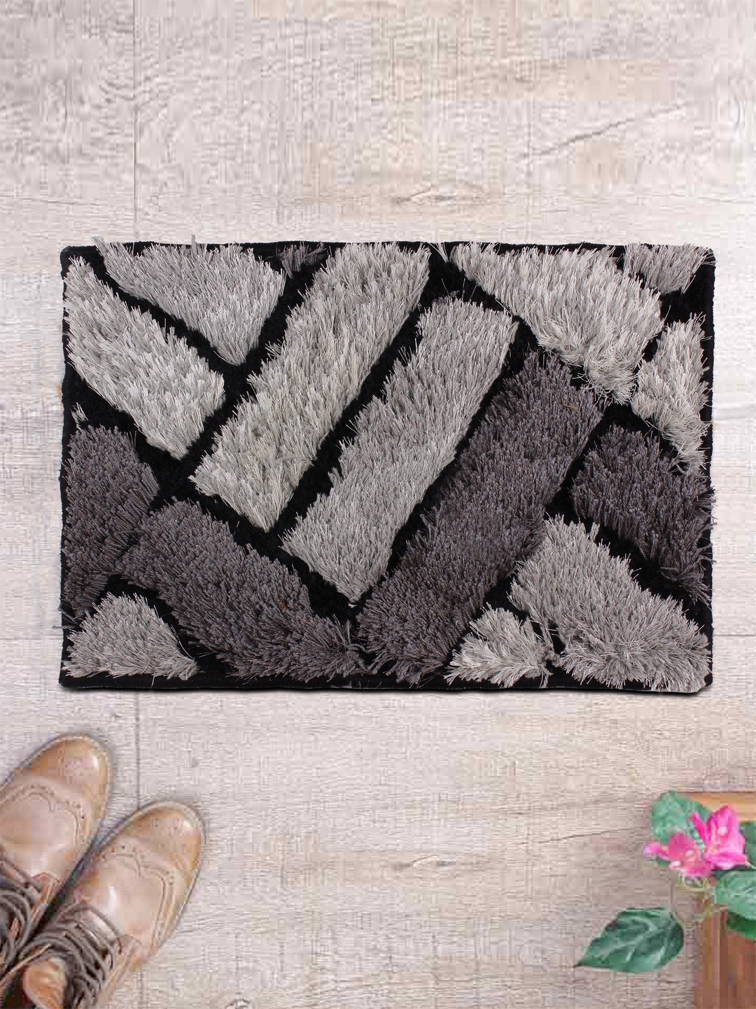 

ROMEE Grey Geometric Rectangle Doormat