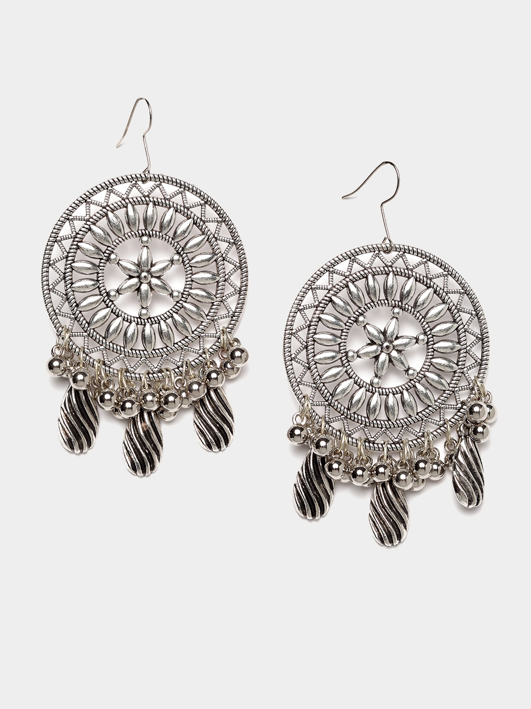 

Moedbuille Silver-Plated Circular Drop Earrings