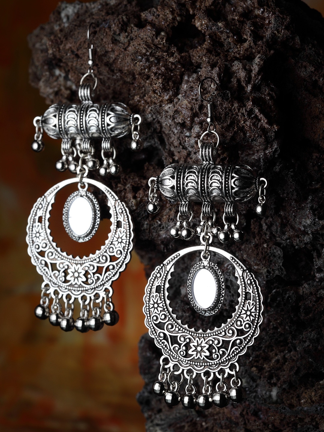 

Moedbuille Silver-Plated Crescent Shaped Drop Earrings