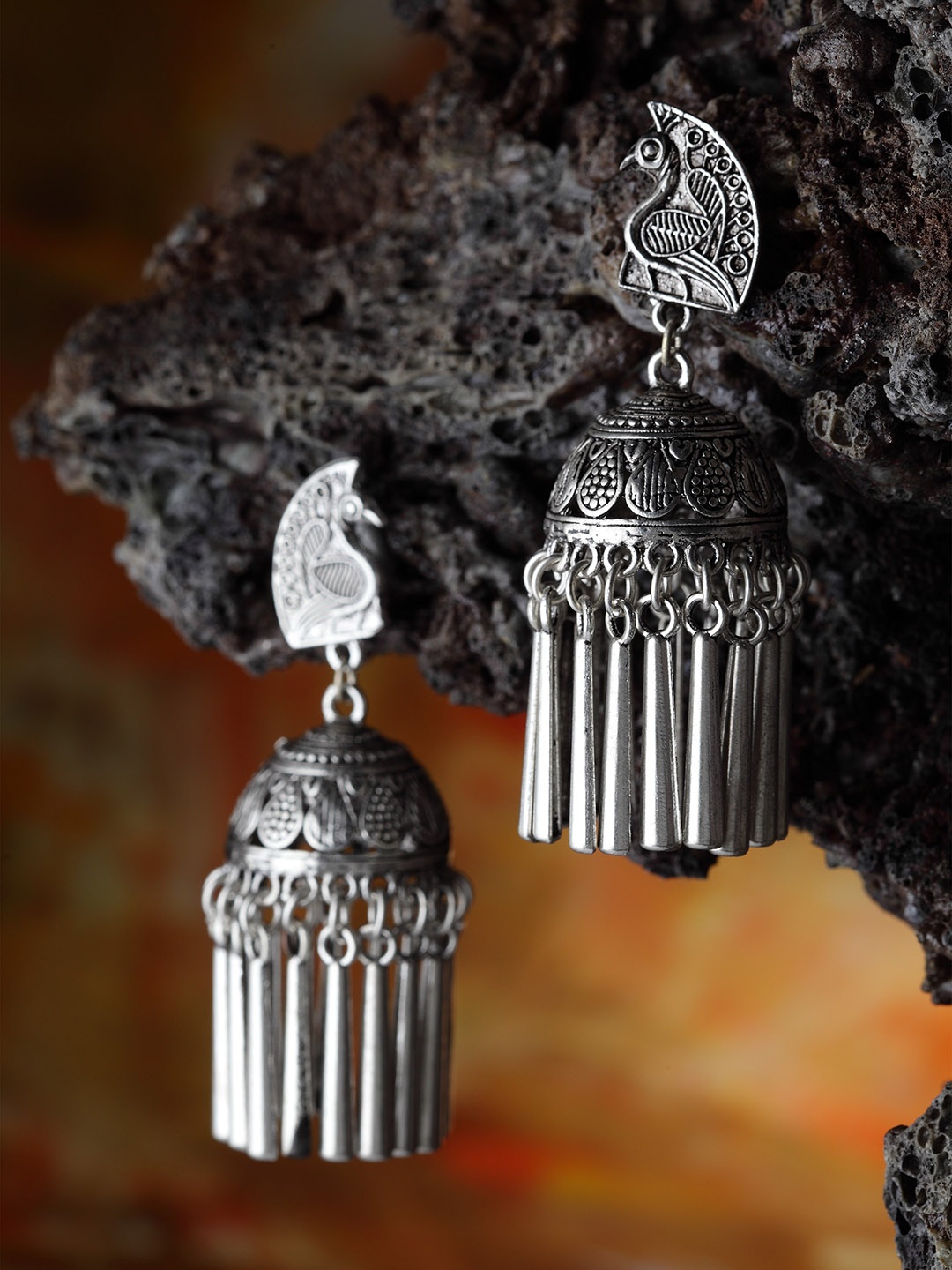 

Moedbuille Silver-Plated Dome Shaped Jhumkas