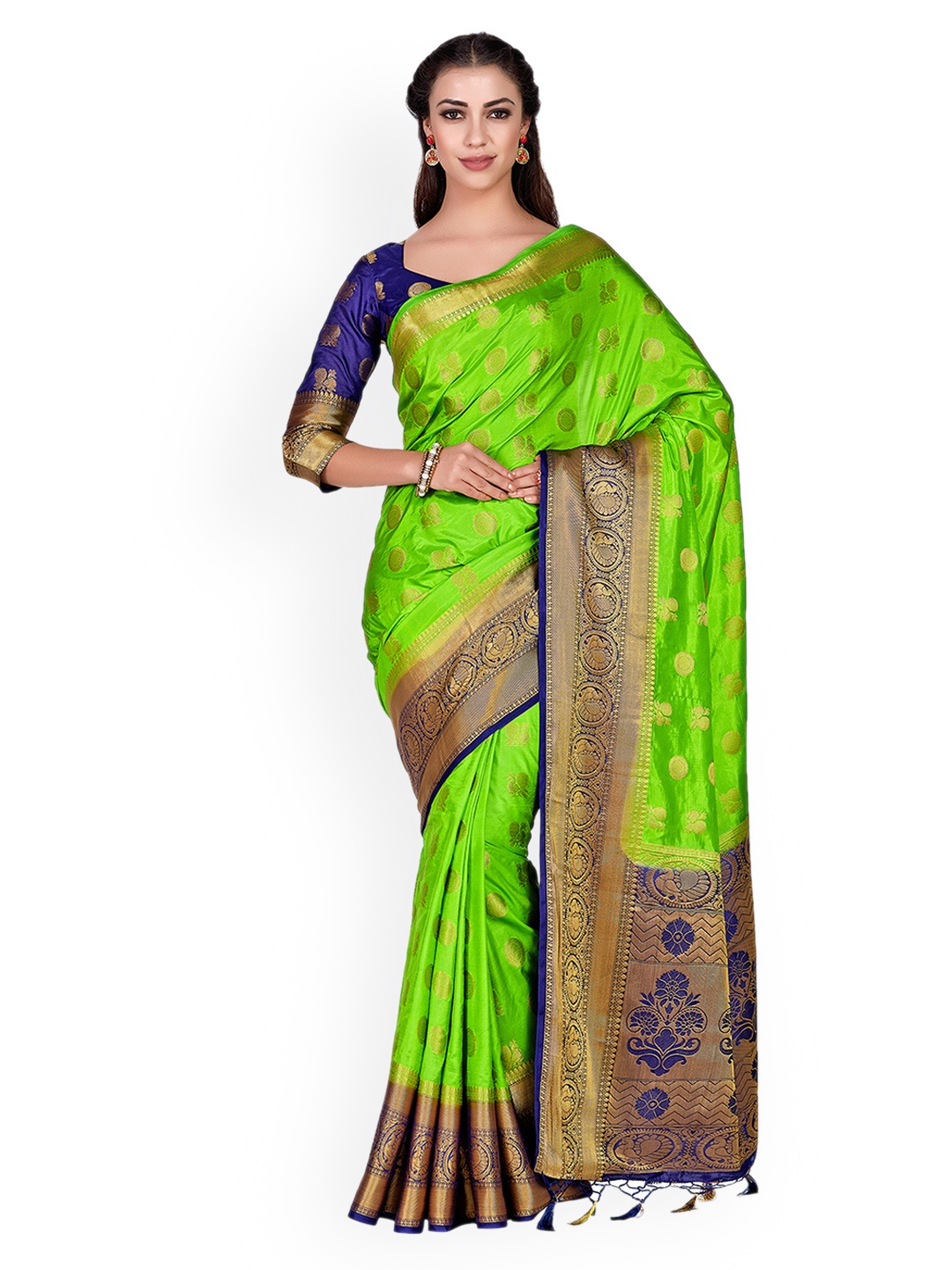 

MIMOSA Green & Blue Woven Design Kanjeevaram Saree