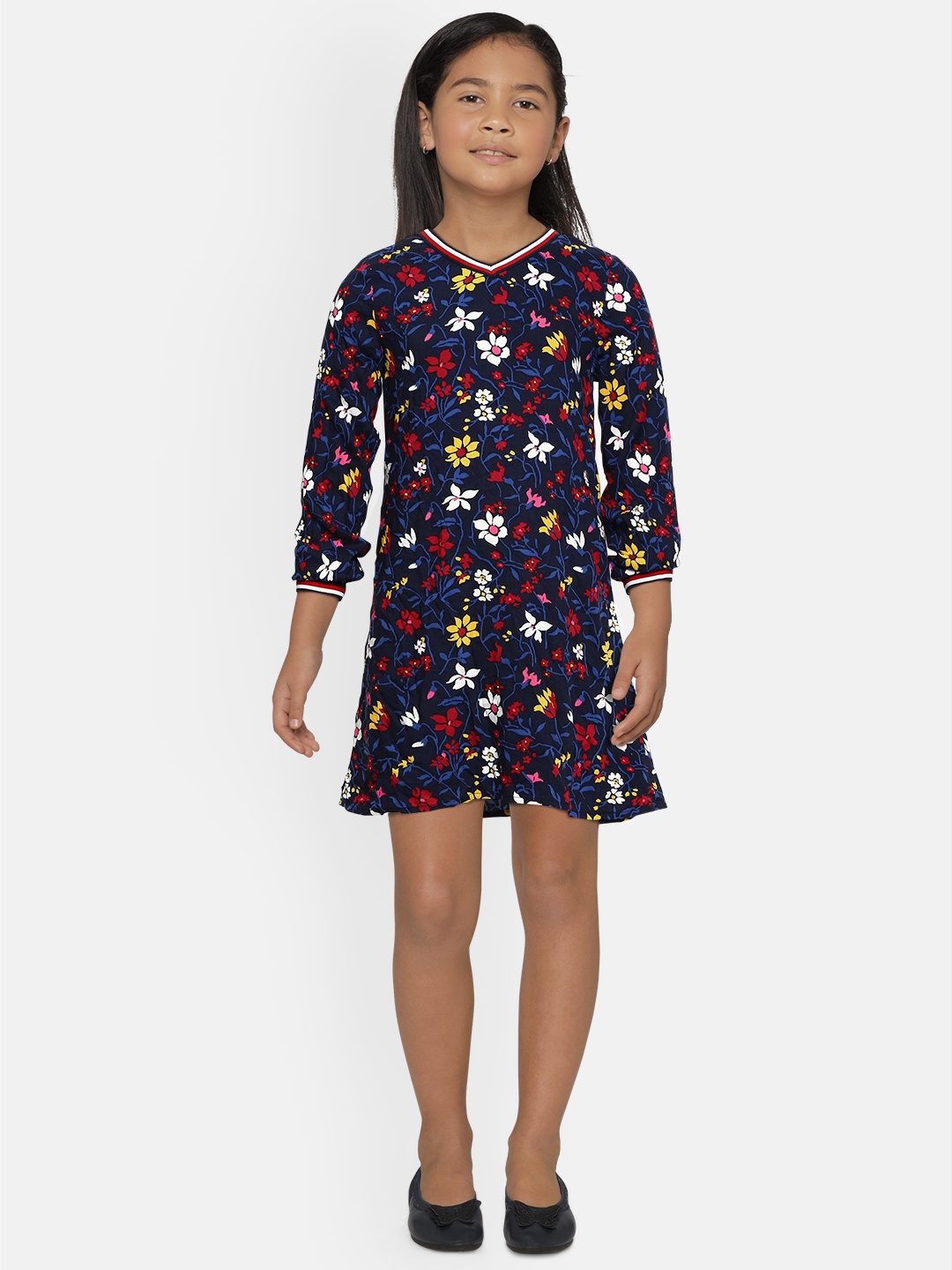 

Tommy Hilfiger Navy Blue Vintage Floral Printed A-Line Dress