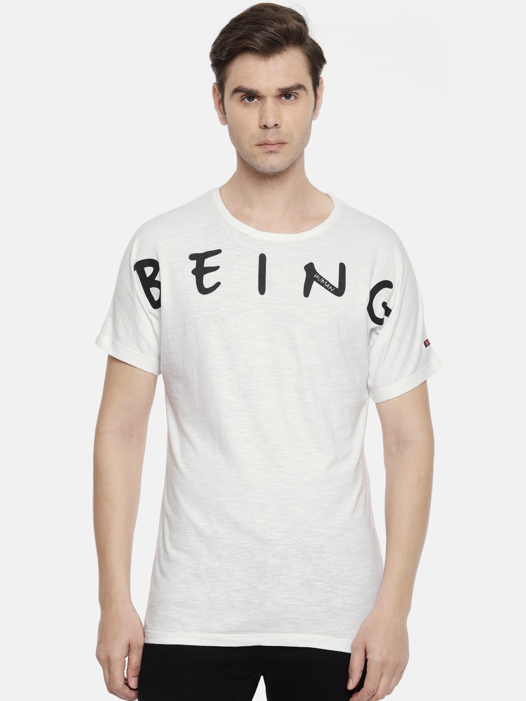 

Being Human Clothing Men White Printed Pure Cotton T-shirt