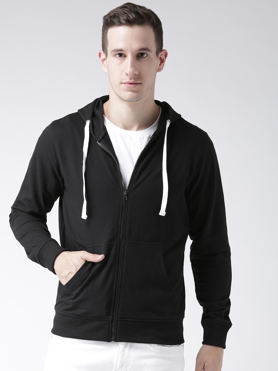 

Club York Men Black Solid Hooded Sweatshirt