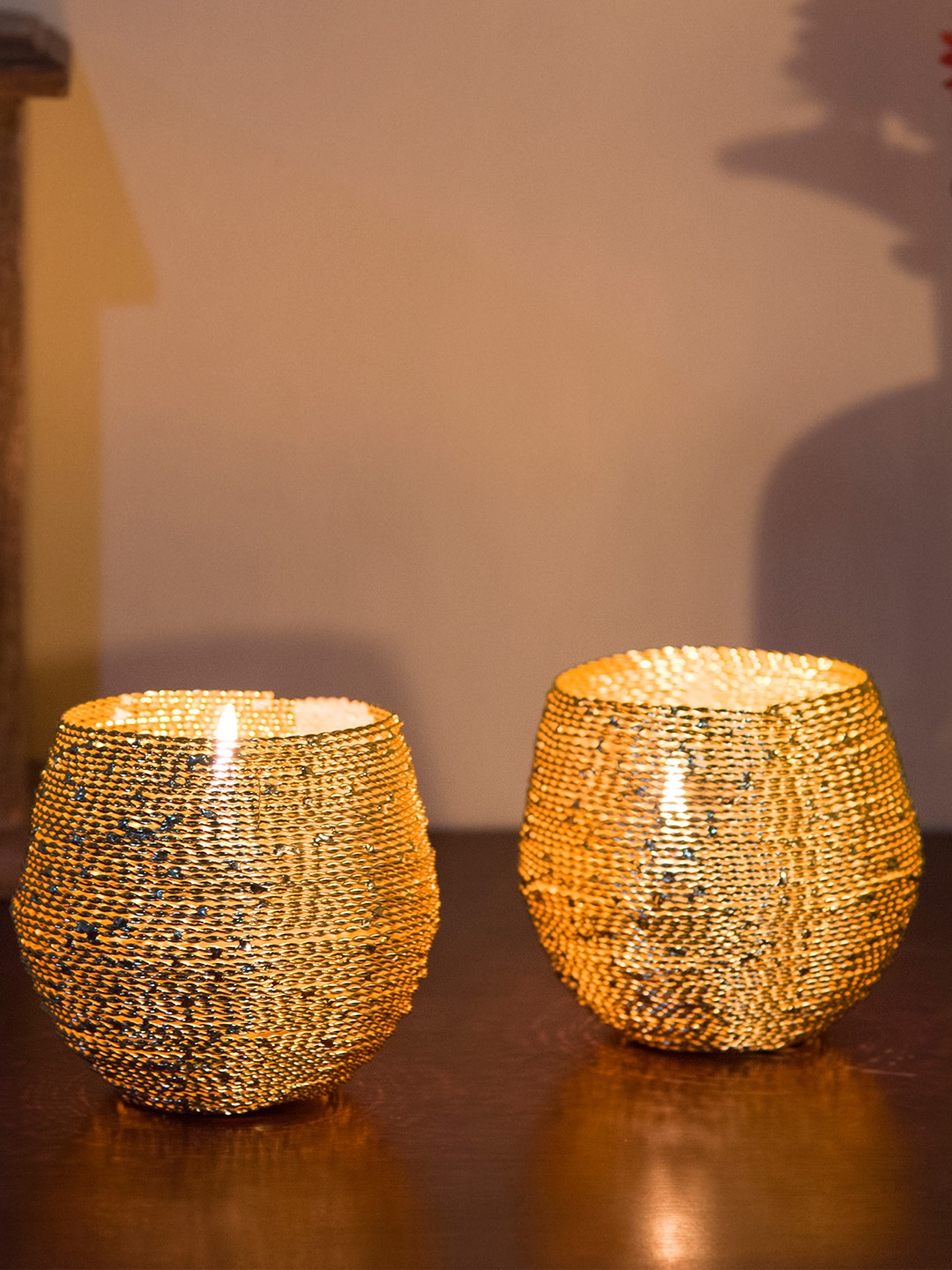 

Homesake Gold-Toned Set of 2 Embellished Candle Holder