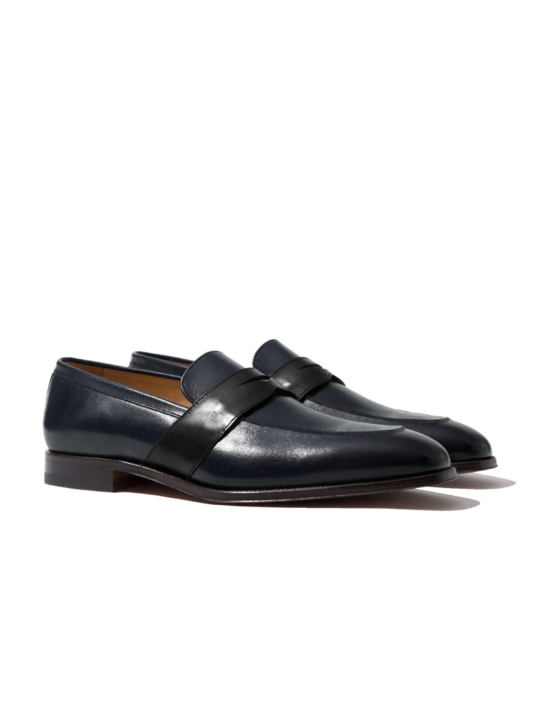 

Rapawalk Blue & Black Handcrafted Standard Width Leather Slipons