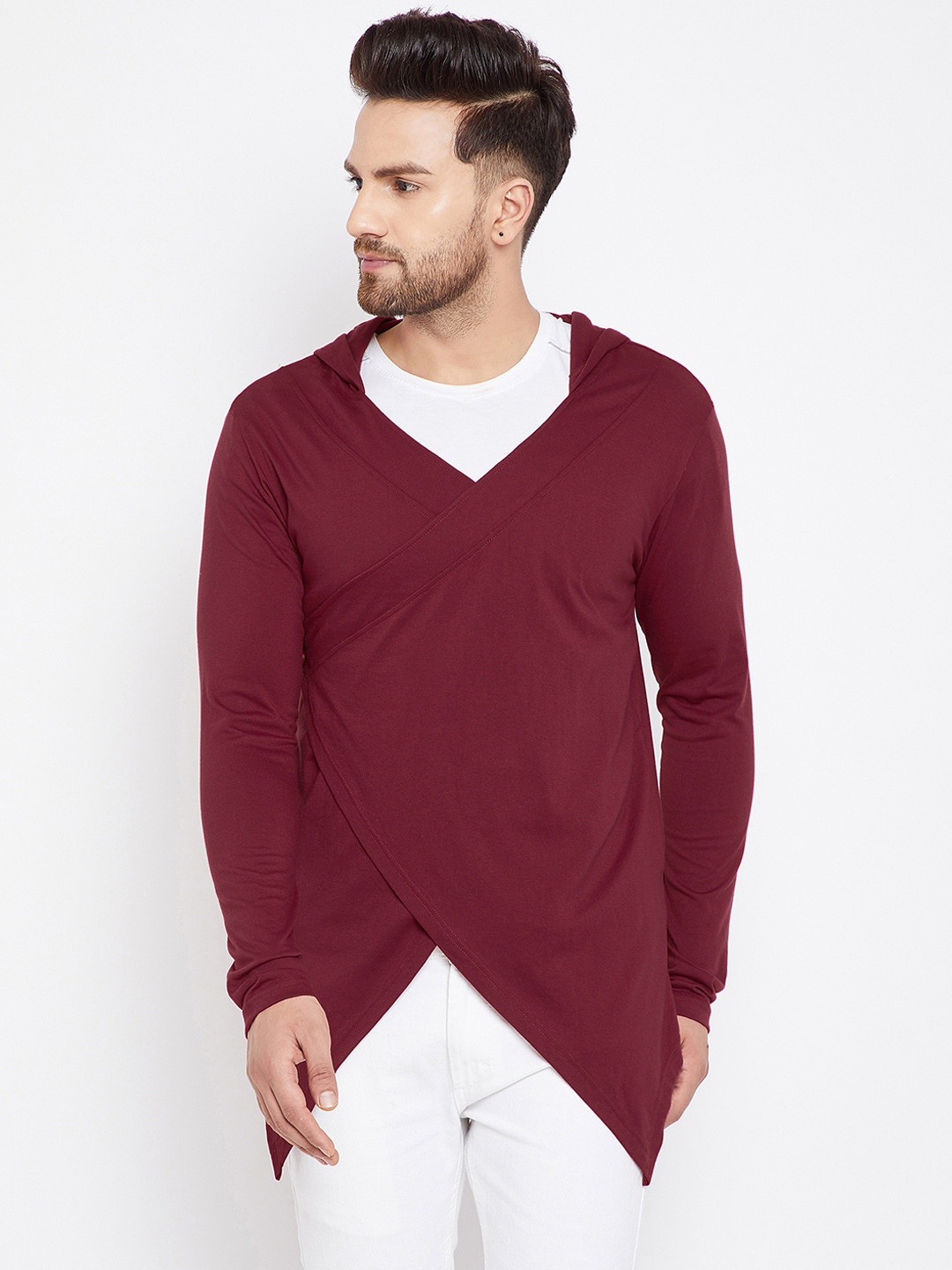 

CHILL WINSTON Maroon Solid Open Front Shrug