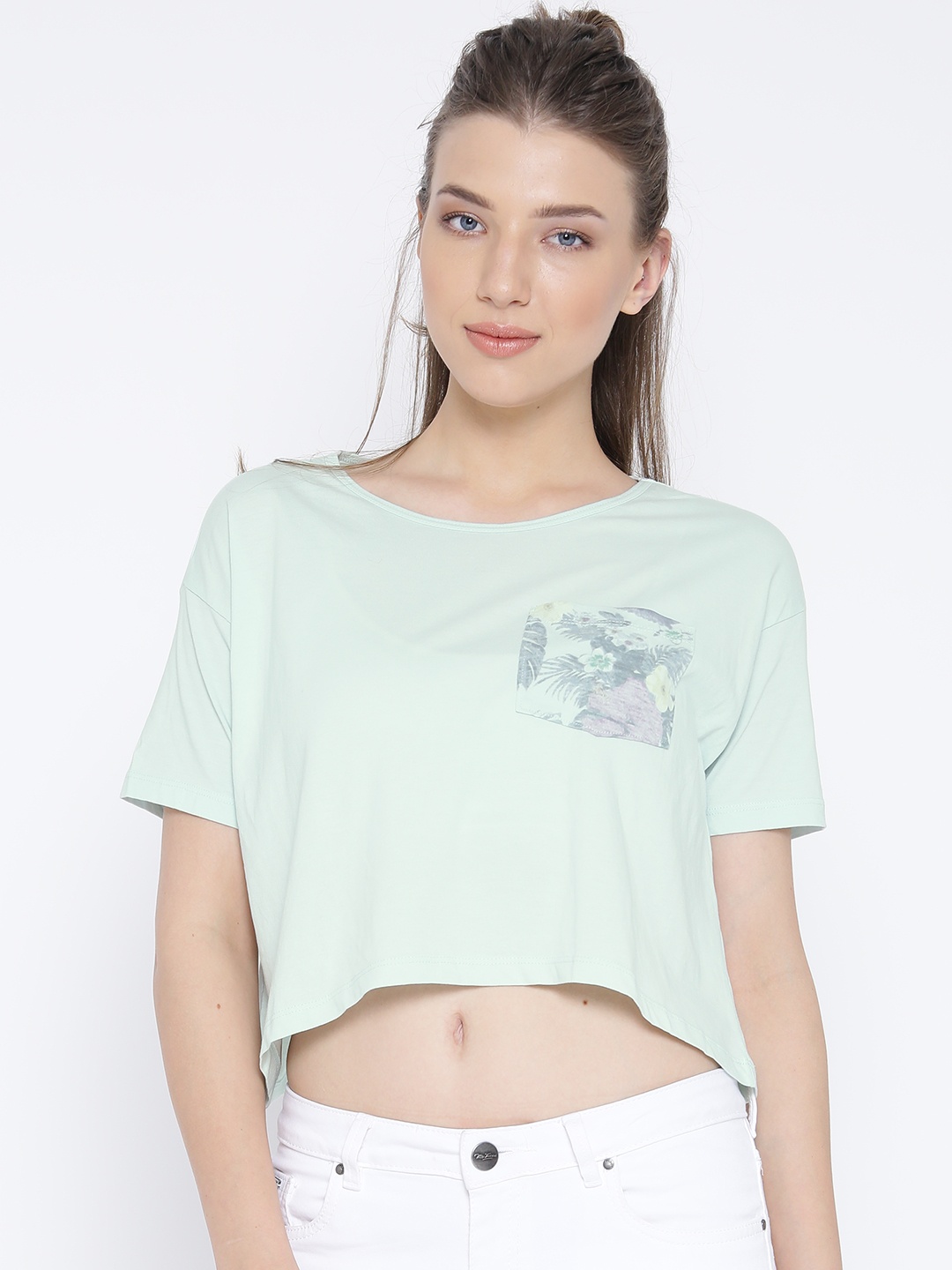

United Colors of Benetton Women Mint Green Crop Top
