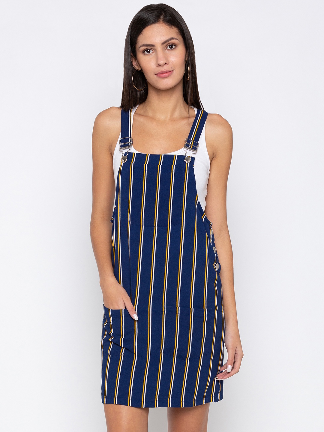 

Globus Women Navy Blue Striped A-Line Dress