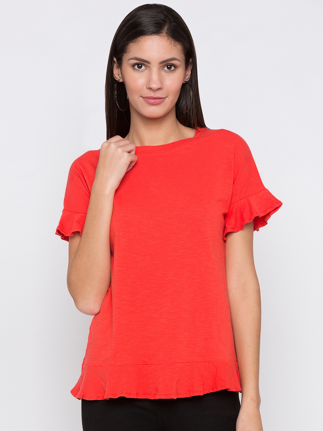 

Globus Women Coral Orange Solid Top