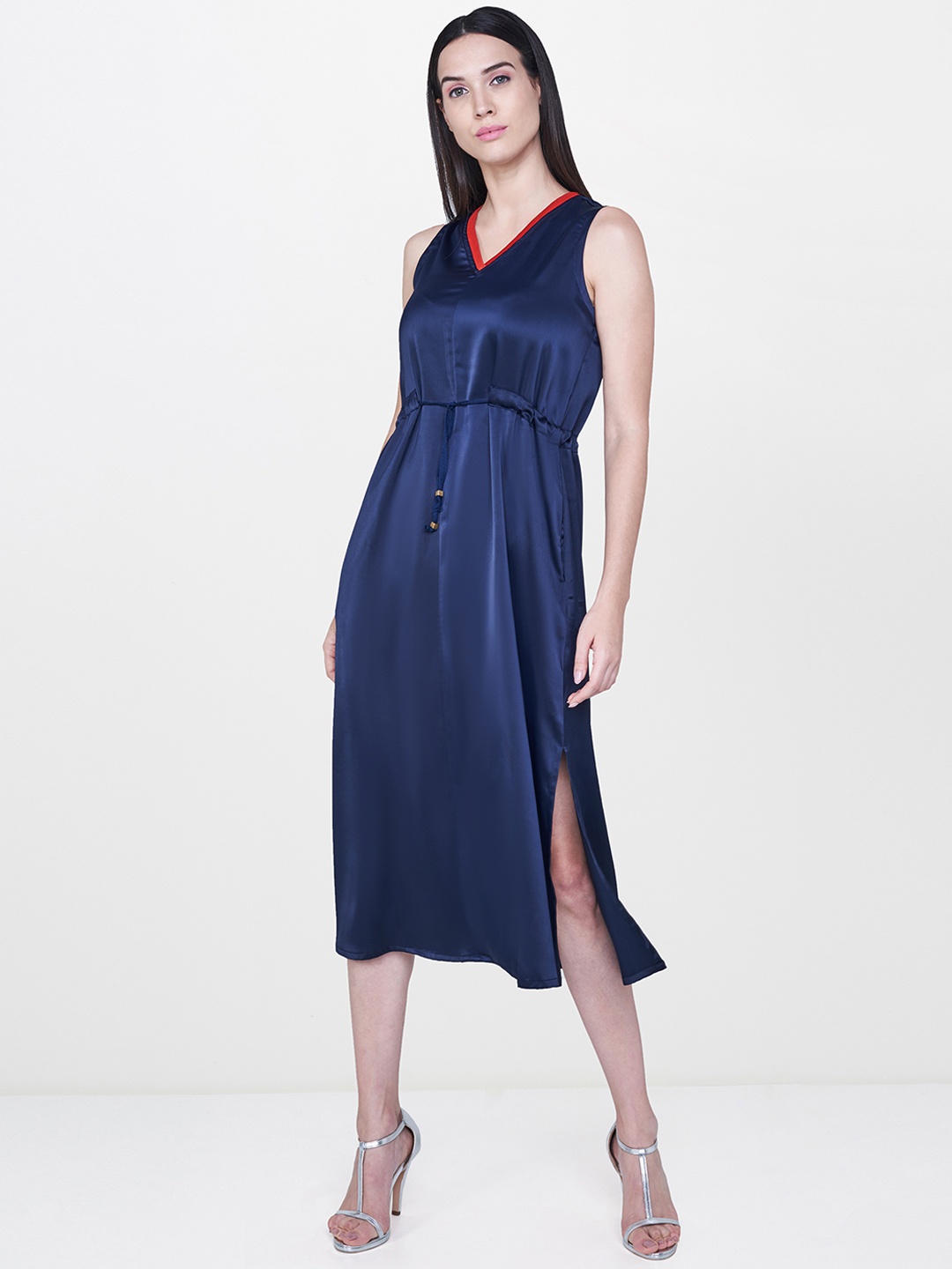 

AND Women Blue Solid A-Line Dress