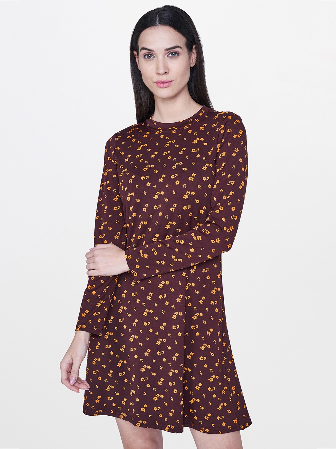 

AND Women Purple Printed A-Line Dress
