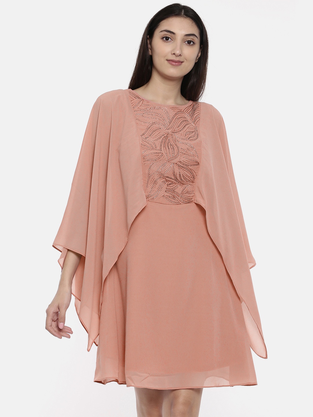 

AND Women Pink Solid A-Line Dress