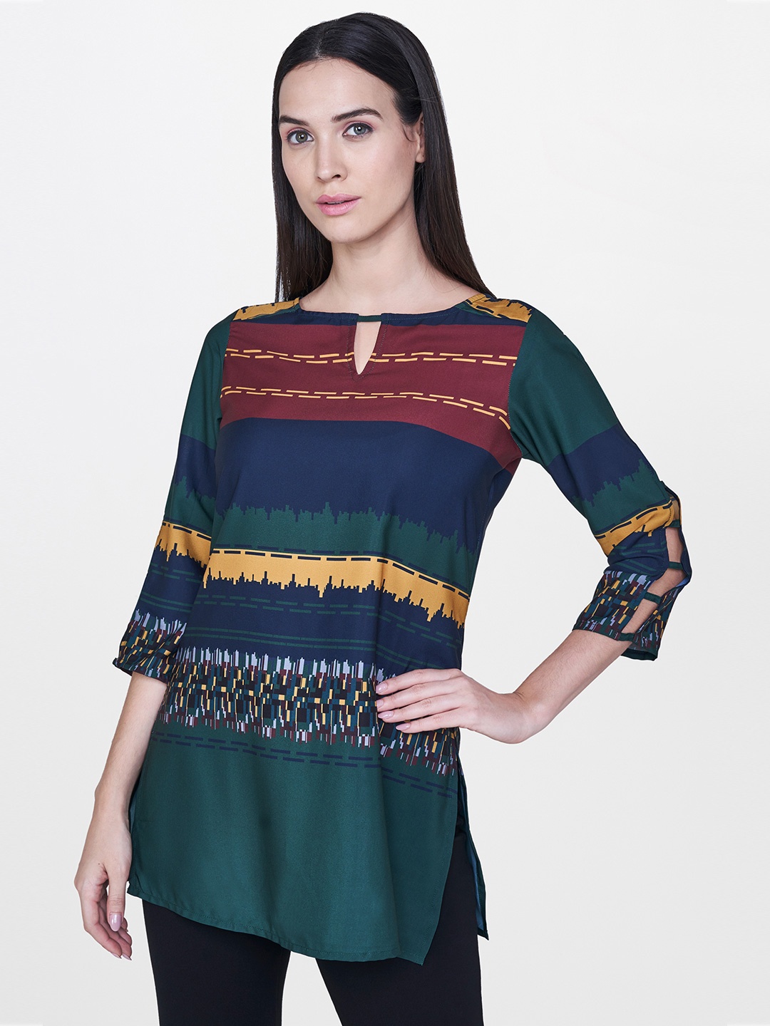 

AND Women Green Printed Top
