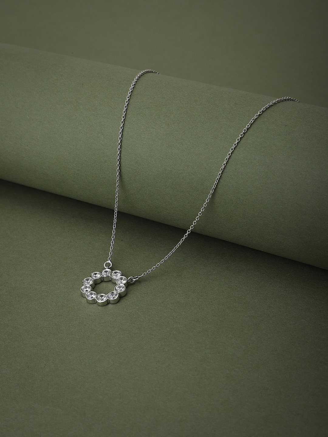 

Carlton London Rhodium-Plated 925 Sterling Silver Collar Necklace