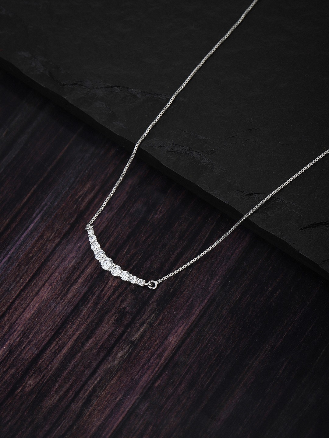 

Carlton London 925 Sterling Silver CZ Stone-Studded Collar Necklace with Silver-Plating
