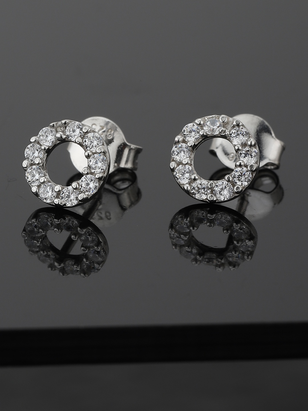 

Carlton London Rhodium-Plated 925 Sterling Silver Circular Studs