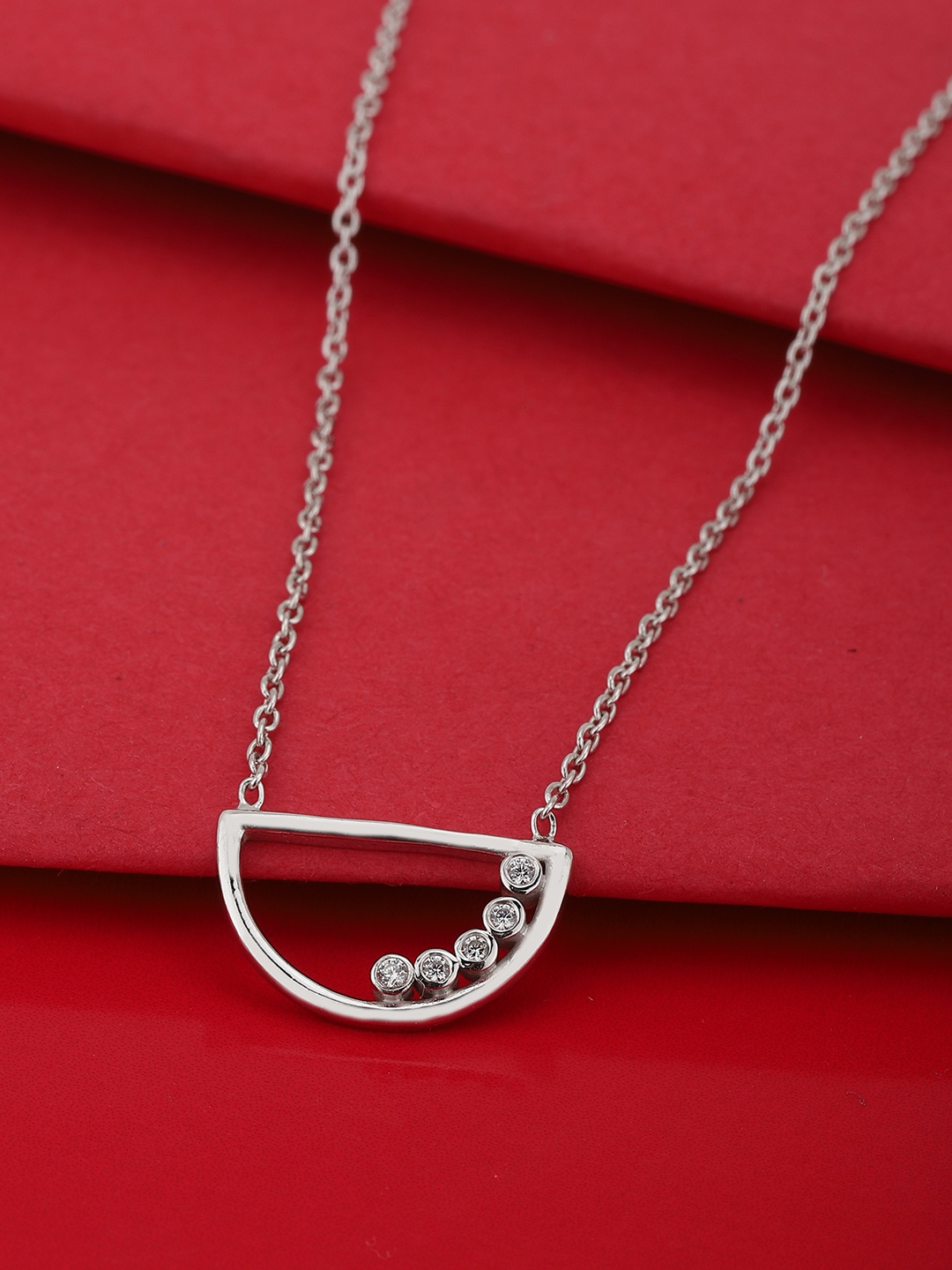 

Carlton London 925 Sterling Silver Stone-Studded Silver-Plated Necklace