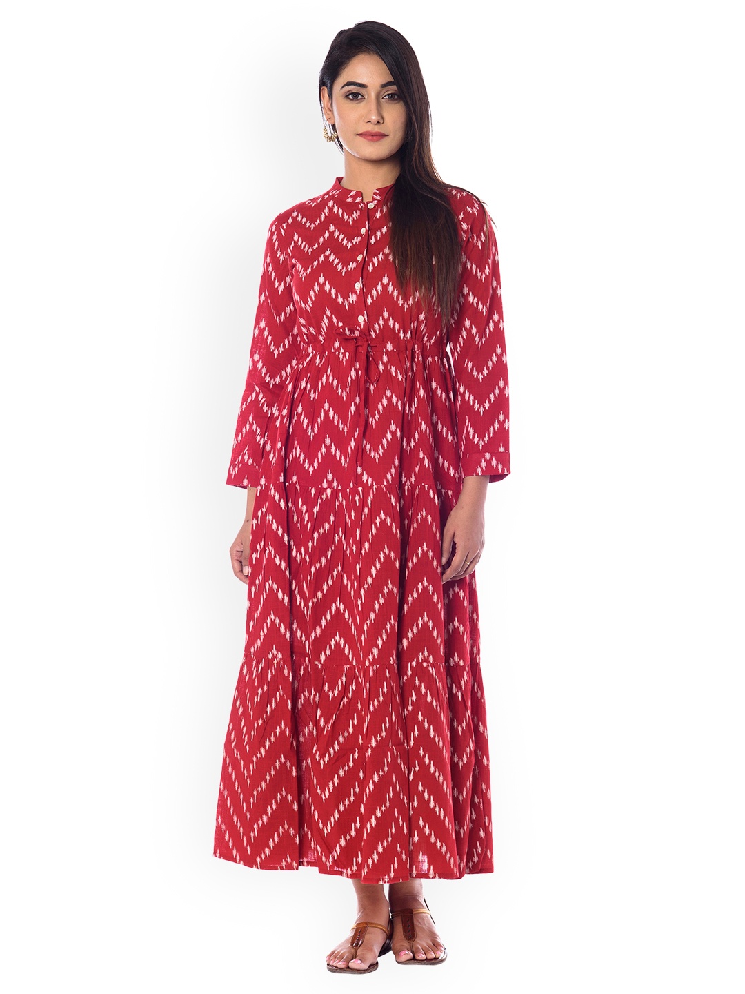 

anayna Women Red Printed Fit and Flare Dress