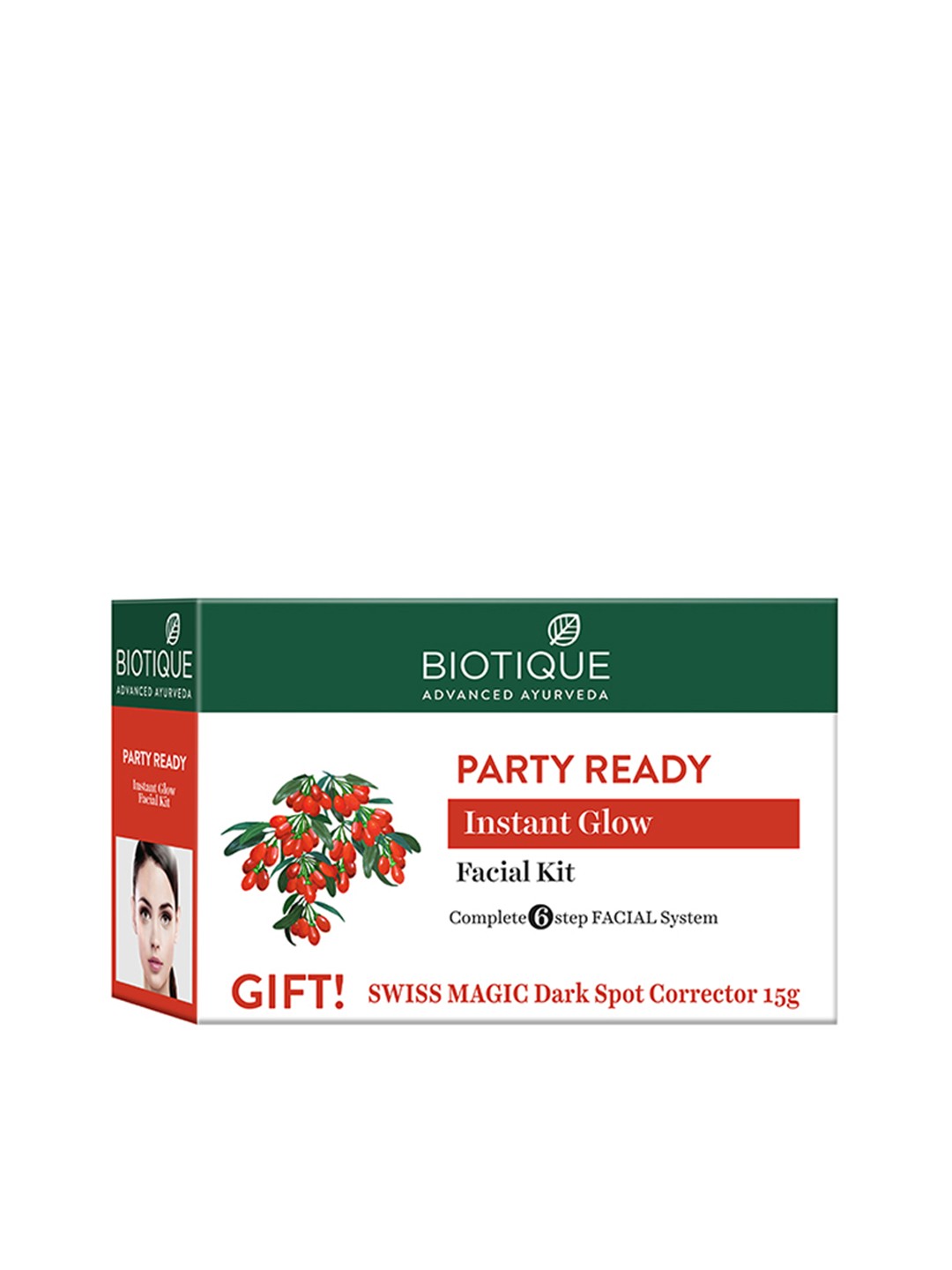 

Biotique Bio Party Glow Sustainable Facial Kit with Swiss Magic Dark Spot Corrector, Red