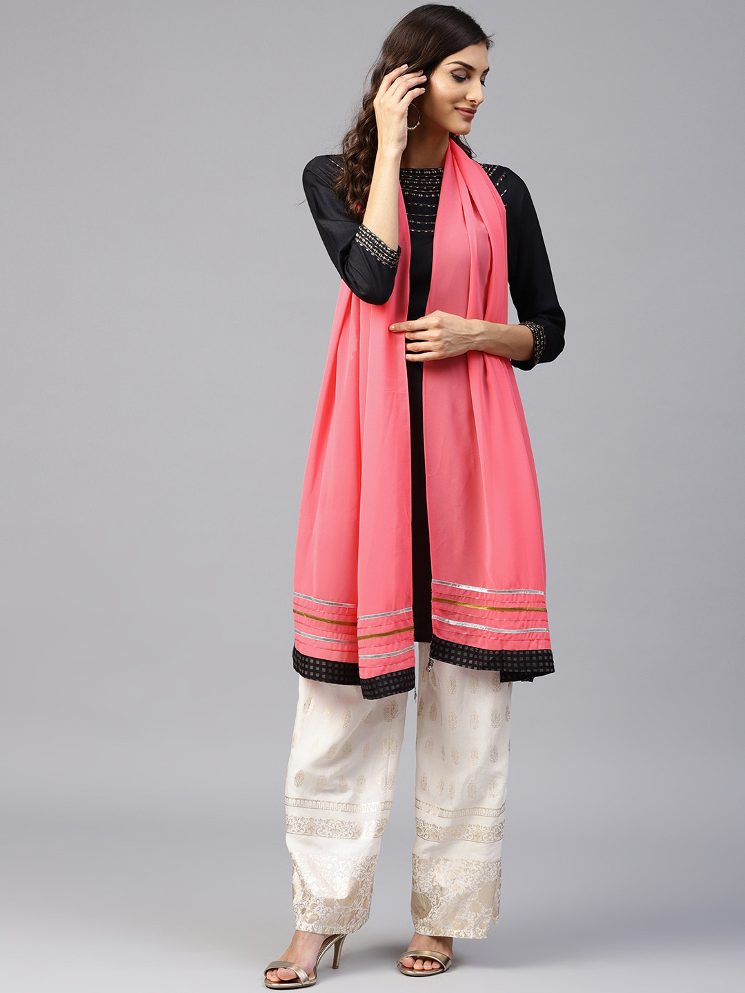 

WISHFUL by W Women Pink Solid Dupatta