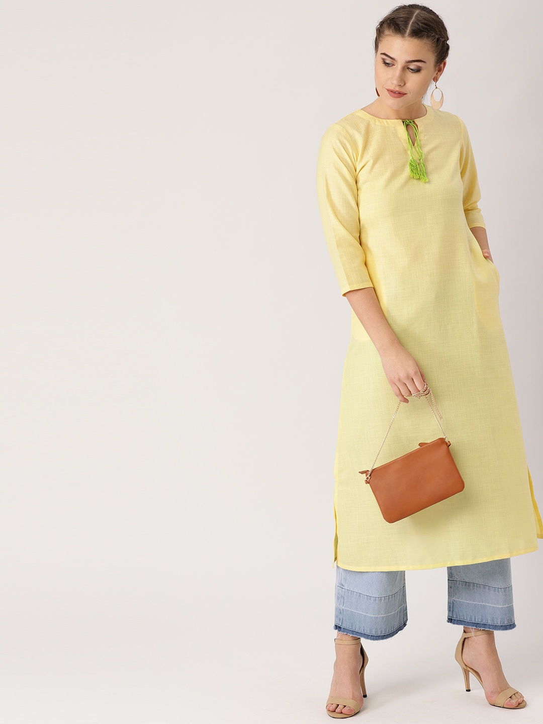 

Libas Women Yellow Solid A-Line Kurta