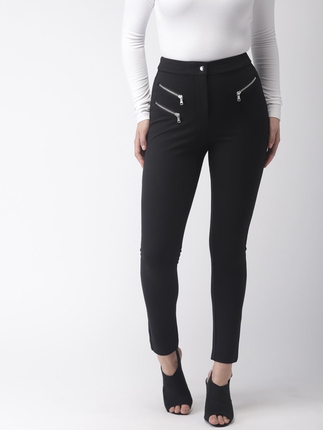 

Marks & Spencer Women Black Solid High-Rise Skinny Fit Chinos