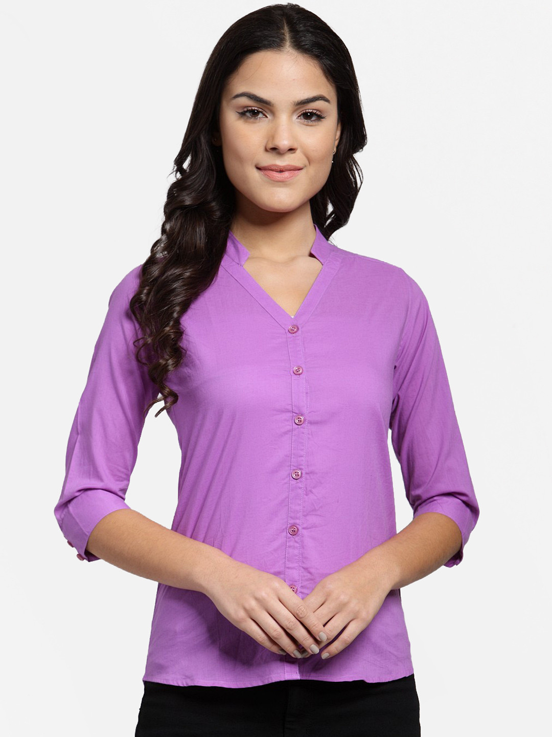 

SCORPIUS Women Purple Slim Fit Solid Casual Shirt