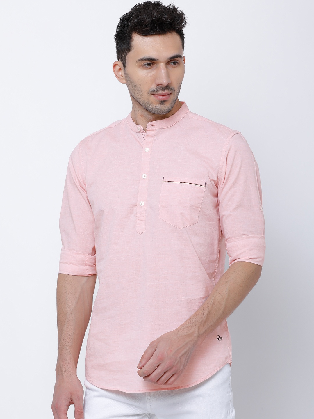 

LOCOMOTIVE Men Pink Regular Fit Solid Casual Shirt