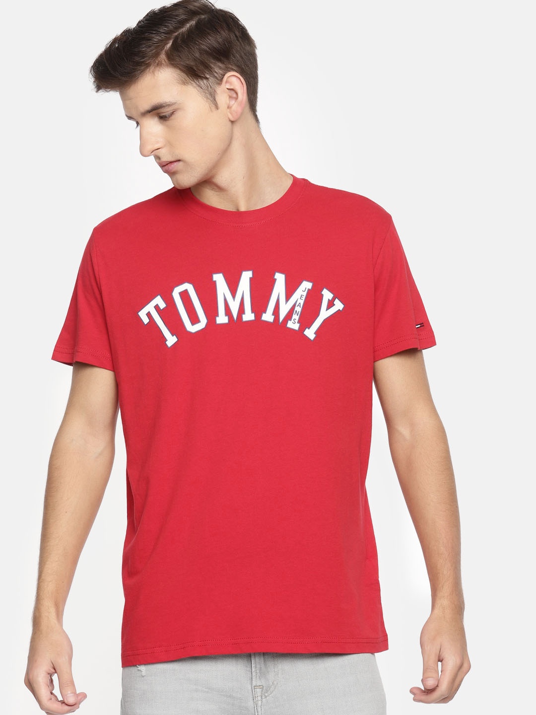 

Tommy Hilfiger Men Red Printed Round Neck T-shirt