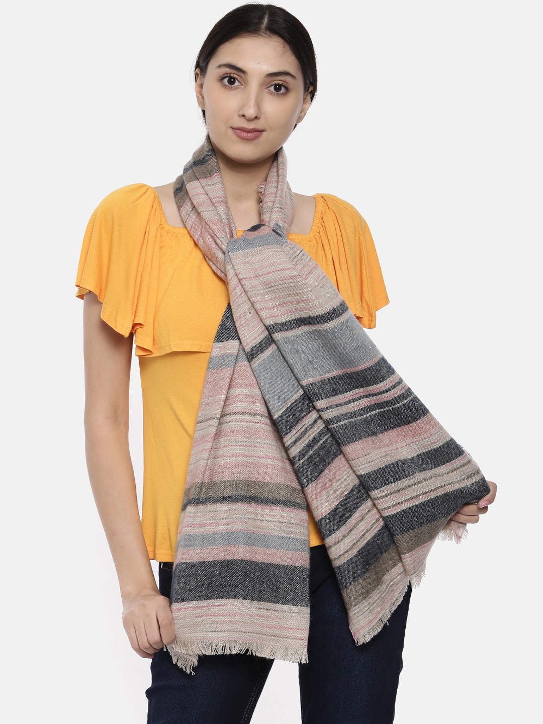 

Noi Off-White & Grey Woven Design Shawl
