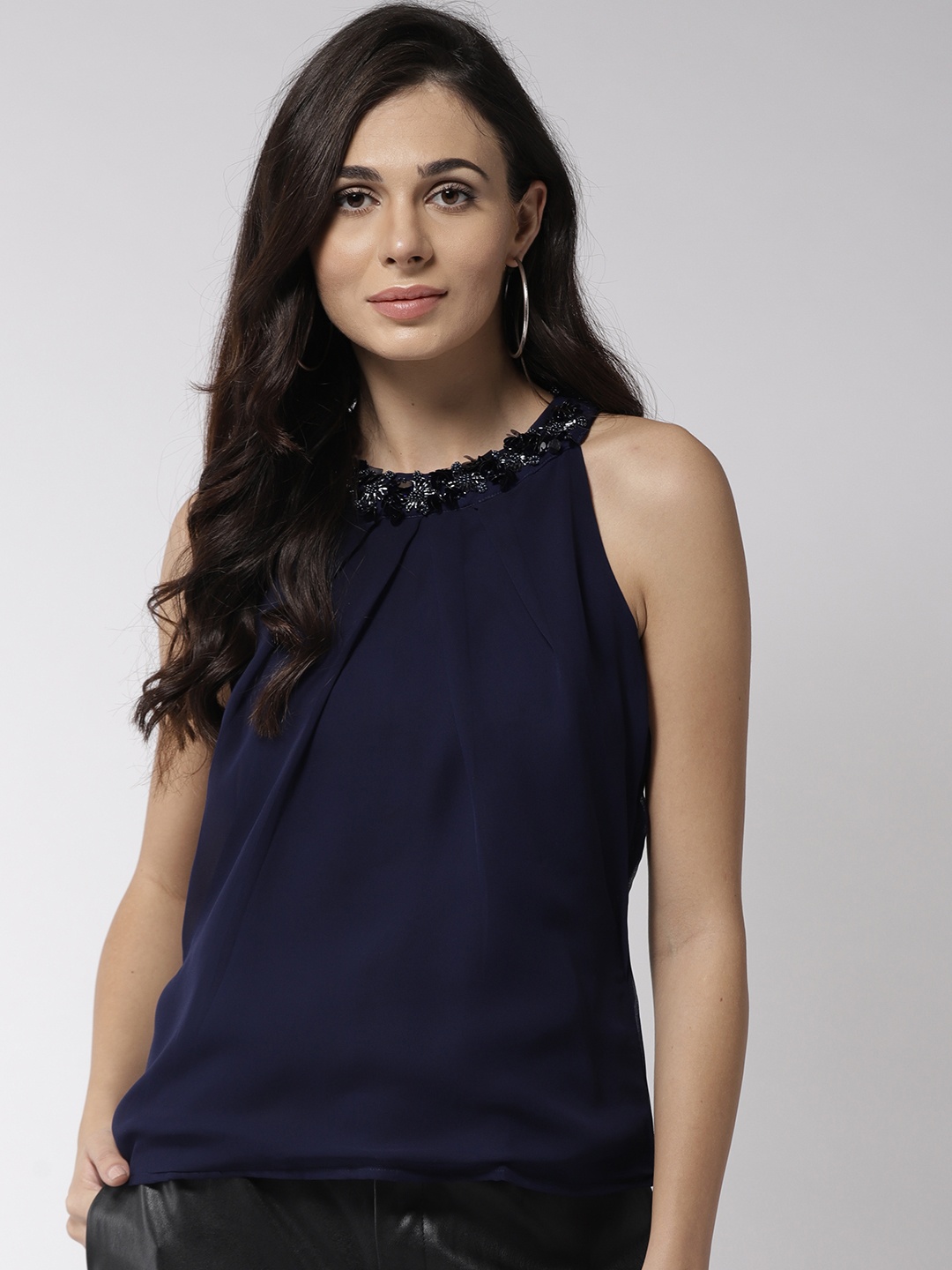 

MISH Women Navy Blue Solid Top