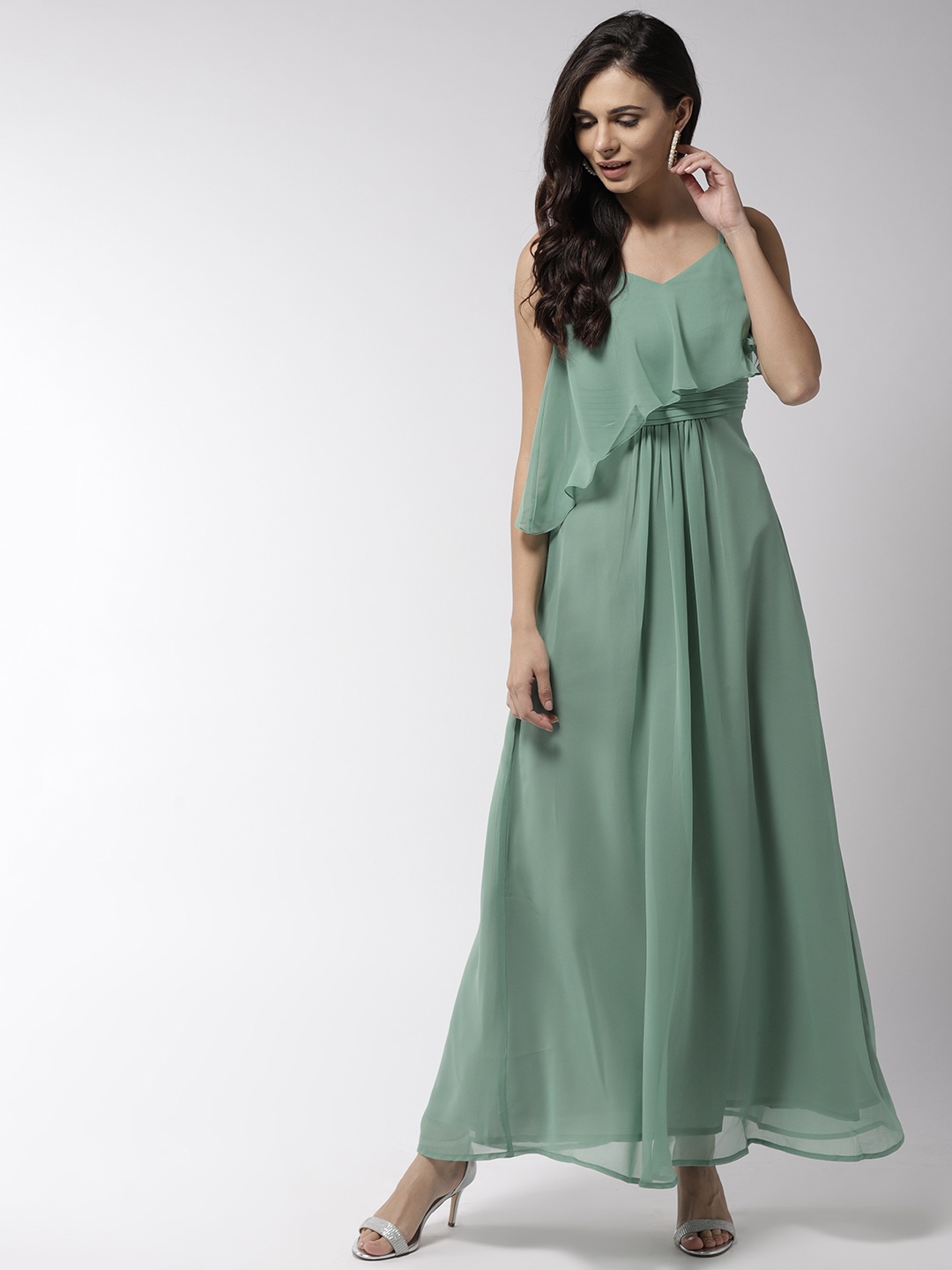 

MISH Women Green Solid Maxi Dress