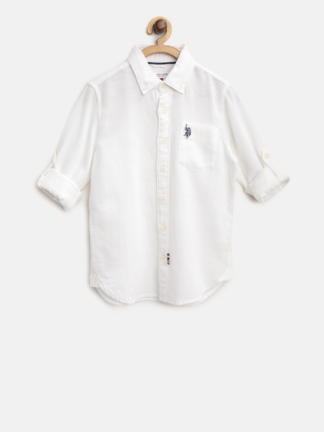 

U.S. Polo Assn. Kids Boys Off-White Regular Fit Self-Design Casual Shirt